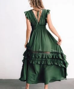 BB Custom Jasmine Ruffle Maxi Dress | Dusty Green