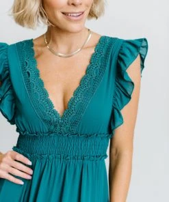 BB Custom Dresses Jasmine Ruffle Maxi Dress | Jade