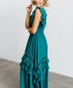 BB Custom Dresses Jasmine Ruffle Maxi Dress | Jade