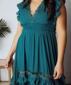 BB Custom Dresses Jasmine Ruffle Maxi Dress | Jade