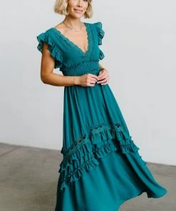 BB Custom Dresses Jasmine Ruffle Maxi Dress | Jade