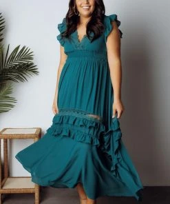 BB Custom Dresses Jasmine Ruffle Maxi Dress | Jade