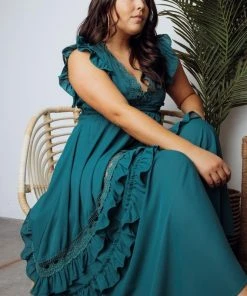 BB Custom Dresses Jasmine Ruffle Maxi Dress | Jade