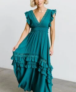 BB Custom Dresses Jasmine Ruffle Maxi Dress | Jade