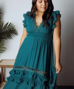 BB Custom Dresses Jasmine Ruffle Maxi Dress | Jade