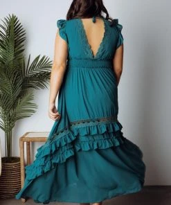 BB Custom Dresses Jasmine Ruffle Maxi Dress | Jade