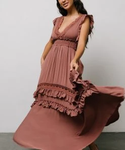 BB Custom Jasmine Ruffle Maxi Dress | Rosy Brown Dresses