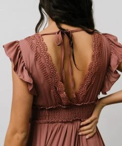 BB Custom Jasmine Ruffle Maxi Dress | Rosy Brown Dresses