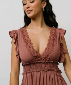 BB Custom Jasmine Ruffle Maxi Dress | Rosy Brown Dresses