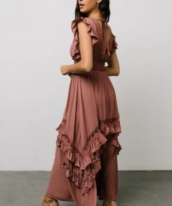 BB Custom Jasmine Ruffle Maxi Dress | Rosy Brown Dresses