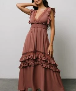 BB Custom Jasmine Ruffle Maxi Dress | Rosy Brown Dresses