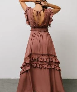 BB Custom Jasmine Ruffle Maxi Dress | Rosy Brown Dresses