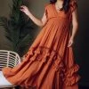 BB Custom Dresses Jasmine Ruffle Maxi Dress | Rust