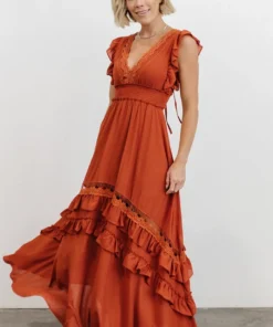 BB Custom Dresses Jasmine Ruffle Maxi Dress | Rust 9 BB Custom Dresses Jasmine Ruffle Maxi Dress | Rust