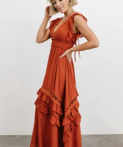 BB Custom Dresses Jasmine Ruffle Maxi Dress | Rust 8 BB Custom Dresses Jasmine Ruffle Maxi Dress | Rust
