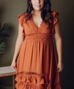 BB Custom Dresses Jasmine Ruffle Maxi Dress | Rust 5 BB Custom Dresses Jasmine Ruffle Maxi Dress | Rust