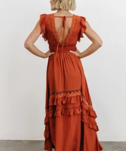 BB Custom Dresses Jasmine Ruffle Maxi Dress | Rust 6 BB Custom Dresses Jasmine Ruffle Maxi Dress | Rust