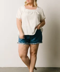 HAY Boho Jennica Square Neck Top | Ivory