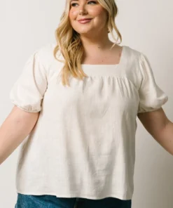 HAY Boho Jennica Square Neck Top | Ivory