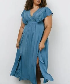 BB Custom Dresses Jennifer Deep V Maxi Dress | Blue