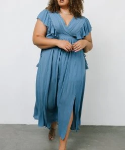 BB Custom Dresses Jennifer Deep V Maxi Dress | Blue