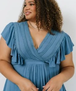 BB Custom Dresses Jennifer Deep V Maxi Dress | Blue