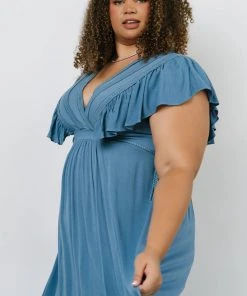 BB Custom Dresses Jennifer Deep V Maxi Dress | Blue