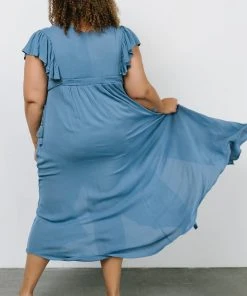 BB Custom Dresses Jennifer Deep V Maxi Dress | Blue