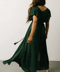 BB Custom Jennifer Deep V Maxi Dress | Dark Green