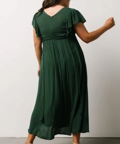 BB Custom Jennifer Deep V Maxi Dress | Dark Green