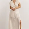 BB Custom Jennifer Deep V Maxi Dress | Ivory