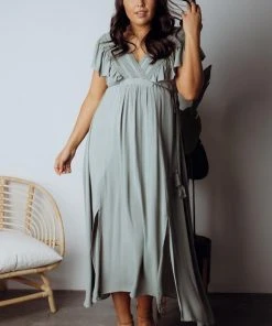 BB Custom Jennifer Deep V Maxi Dress | Sage Dresses