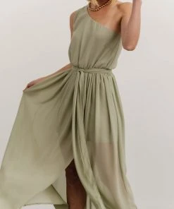 DD Dresses Jessica One Shoulder Maxi Dress | Sage