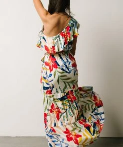 FT Jillian One Shoulder Maxi Dress | Multi Print Dresses