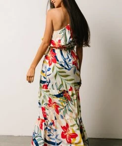 FT Jillian One Shoulder Maxi Dress | Multi Print Dresses