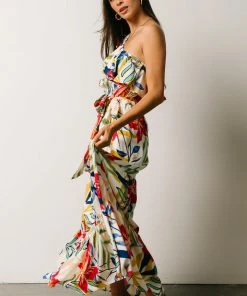 FT Jillian One Shoulder Maxi Dress | Multi Print Dresses