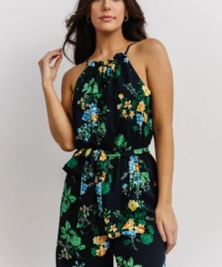 SL Jolene Halter Neck Jumpsuit | Navy Multi Floral