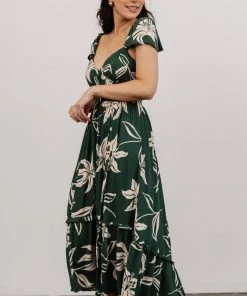 ANG Dresses Jolie Ruffle Midi Dress | Green Floral