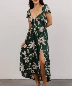 ANG Dresses Jolie Ruffle Midi Dress | Green Floral