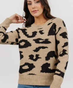 HAY Jonas Animal Print Sweater | Tan + Black