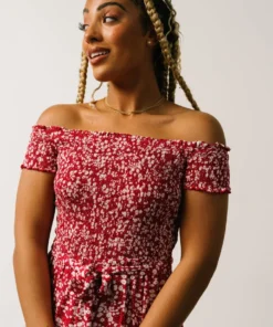 AK Jonni Smocked Jumpsuit | Red Floral Vacation