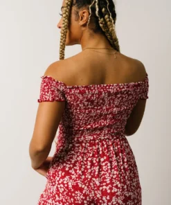 AK Jonni Smocked Jumpsuit | Red Floral Vacation