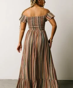 DD Journey Boho Stripe Maxi Dress | Mocha Print Dresses