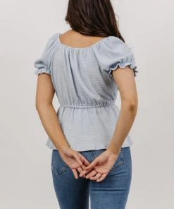 HAY Tops Jules Smocked Top | Light Blue