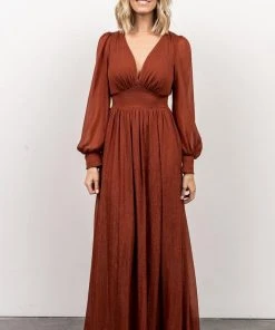 RR Juliette Shimmer Maxi Dress | Rust Dresses