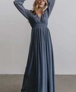 RR Juliette Shimmer Maxi Dress | Slate Blue