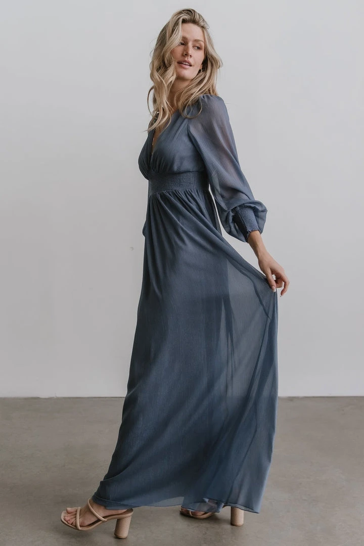 RR Juliette Shimmer Maxi Dress | Slate Blue 4 RR Juliette Shimmer Maxi Dress | Slate Blue