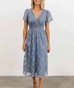 RR June Smocked Midi Dress | Blue