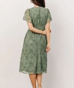 RR June Smocked Midi Dress | Green Dresses