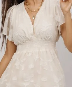 RR June Smocked Midi Dress | Vintage Cream